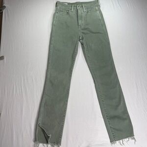 Gap Vintage Slim‎ High Rise Jeans Women's 26/2 Long Green Raw Hem Split Ankle